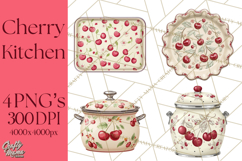 Farmhouse Cherry Kitchen Clipart, Rustic Cherry Kitchen Png Product Image 1