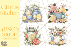 Citrus Kitchen Cottagecore PNG, Rustic Citrus Clipart, Lemon Product Image 1
