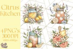 Citrus Kitchen Cottagecore PNG, Rustic Citrus Clipart, Lemon Product Image 1