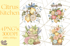 Citrus Kitchen Cottagecore PNG, Rustic Citrus Clipart, Lemon Product Image 1
