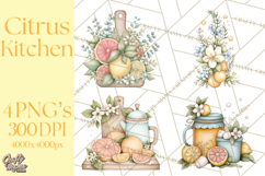 Citrus Kitchen Cottagecore PNG, Rustic Citrus Clipart, Lemon Product Image 1