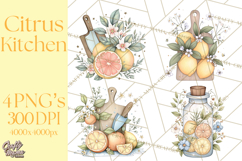 Citrus Kitchen Cottagecore PNG, Rustic Citrus Clipart, Lemon Product Image 1