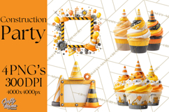Construction Birthday Party Clipart, Builder Celebration Png Product Image 1