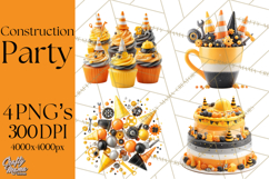 Construction Birthday Party Clipart, Builder Celebration Png Product Image 1