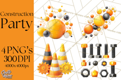 Construction Birthday Party Clipart, Builder Celebration Png Product Image 1