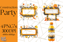 Construction Birthday Party Clipart, Builder Celebration Png Product Image 1
