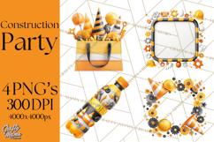 Construction Birthday Party Clipart, Builder Celebration Png Product Image 1