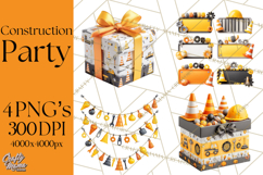 Construction Birthday Party Clipart, Builder Celebration Png Product Image 1