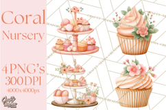 Baby Nursery Clipart PNG, Peach Coral Baby Shower Decor Product Image 1