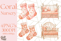 Baby Nursery Clipart PNG, Peach Coral Baby Shower Decor Product Image 1