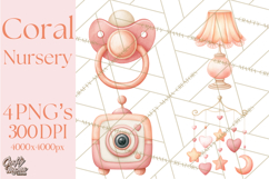 Baby Nursery Clipart PNG, Peach Coral Baby Shower Decor Product Image 1