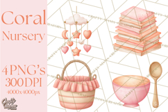 Baby Nursery Clipart PNG, Peach Coral Baby Shower Decor Product Image 1