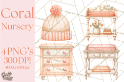 Baby Nursery Clipart PNG, Peach Coral Baby Shower Decor Product Image 1