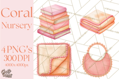 Baby Nursery Clipart PNG, Peach Coral Baby Shower Decor Product Image 1