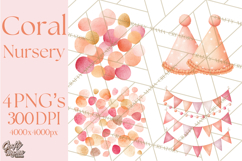 Baby Nursery Clipart PNG, Peach Coral Baby Shower Decor Product Image 1