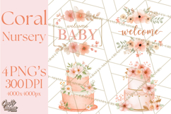 Baby Nursery Clipart PNG, Peach Coral Baby Shower Decor Product Image 1