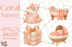 Baby Nursery Clipart PNG, Peach Coral Baby Shower Decor Product Image 1
