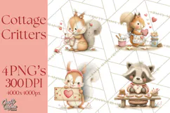 Cozy Cottage Valentine Critters Clipart PNG Animals Product Image 1
