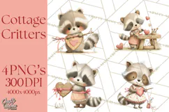 Cozy Cottage Valentine Critters Clipart PNG Animals Product Image 1