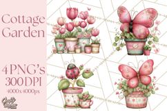Cozy Cottage Garden Clipart, Pastel Flowers, Garden Tools Product Image 1