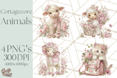 Pastel Cottagecore Animals Clipart, Cute Spring Animals Png Product Image 1