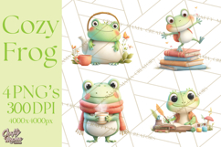 Whimsical Frog Clip Art PNG for Cozy Cottagecore Prints Product Image 1