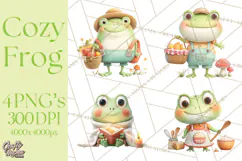 Whimsical Frog Clip Art PNG for Cozy Cottagecore Prints Product Image 1