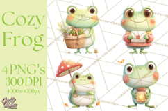Whimsical Frog Clip Art PNG for Cozy Cottagecore Prints Product Image 1