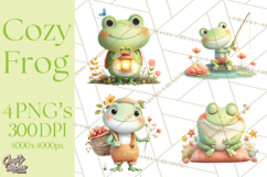 Whimsical Frog Clip Art PNG for Cozy Cottagecore Prints Product Image 1