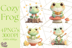 Whimsical Frog Clip Art PNG for Cozy Cottagecore Prints Product Image 1