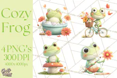 Whimsical Frog Clip Art PNG for Cozy Cottagecore Prints Product Image 1