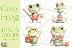 Whimsical Frog Clip Art PNG for Cozy Cottagecore Prints Product Image 1