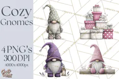 Vibrant Winter Gnome Clipart Watercolor Christmas Gnomes PNG Product Image 1