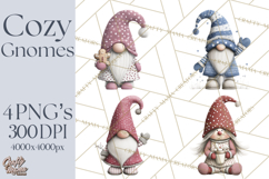 Vibrant Winter Gnome Clipart Watercolor Christmas Gnomes PNG Product Image 1