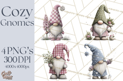 Vibrant Winter Gnome Clipart Watercolor Christmas Gnomes PNG Product Image 1