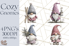 Vibrant Winter Gnome Clipart Watercolor Christmas Gnomes PNG Product Image 1