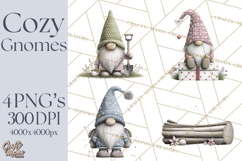 Vibrant Winter Gnome Clipart Watercolor Christmas Gnomes PNG Product Image 1