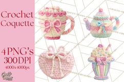 Crochet Coquette Clipart Kawaii Pastel Fruits Toys Yarn PNG Product Image 1