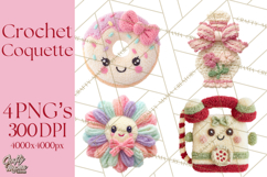 Crochet Coquette Clipart Kawaii Pastel Fruits Toys Yarn PNG Product Image 1