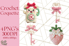 Crochet Coquette Clipart Kawaii Pastel Fruits Toys Yarn PNG Product Image 1