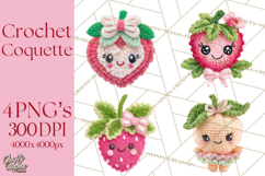 Crochet Coquette Clipart Kawaii Pastel Fruits Toys Yarn PNG Product Image 1