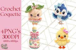 Crochet Coquette Clipart Kawaii Pastel Fruits Toys Yarn PNG Product Image 1