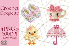 Crochet Coquette Clipart Kawaii Pastel Fruits Toys Yarn PNG Product Image 1