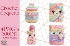 Crochet Coquette Clipart Kawaii Pastel Fruits Toys Yarn PNG Product Image 1