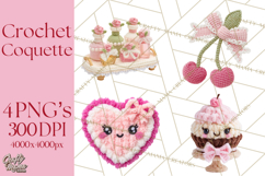 Crochet Coquette Clipart Kawaii Pastel Fruits Toys Yarn PNG Product Image 1