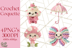 Crochet Coquette Clipart Kawaii Pastel Fruits Toys Yarn PNG Product Image 1