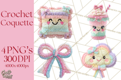 Crochet Coquette Clipart Kawaii Pastel Fruits Toys Yarn PNG Product Image 1