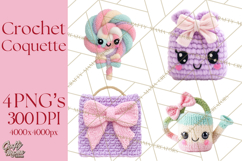 Crochet Coquette Clipart Kawaii Pastel Fruits Toys Yarn PNG Product Image 1
