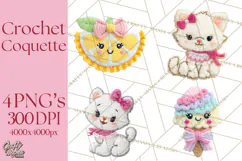 Crochet Coquette Clipart Kawaii Pastel Fruits Toys Yarn PNG Product Image 1