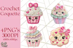 Crochet Coquette Clipart Kawaii Pastel Fruits Toys Yarn PNG Product Image 1